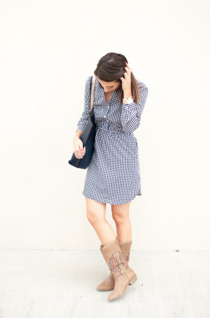 Dress Up Buttercup | Houston Fashion Blog - Dede Raad | Charles Henry Gingham Woven Shirtdress