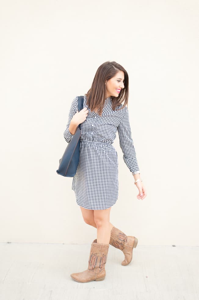 Dress Up Buttercup | Houston Fashion Blog - Dede Raad | Charles Henry Gingham Woven Shirtdress