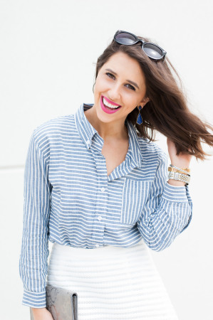 Dress Up Buttercup | Houston Fashion Blog - Dede Raad Francescas Gingham Button Up
