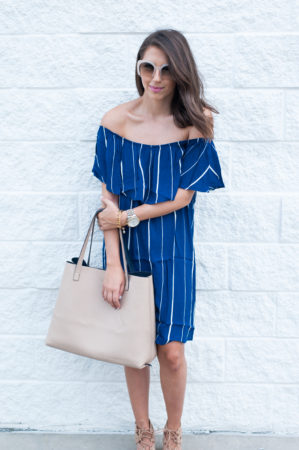 Dress Up Buttercup | Houston Fashion Blog - Dede Raad | Stripe + Off The Shoulder Dress