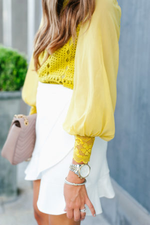 Dress Up Buttercup, Dede Raad, Houston blogger, Fashion blogger, White skirt with pop of color