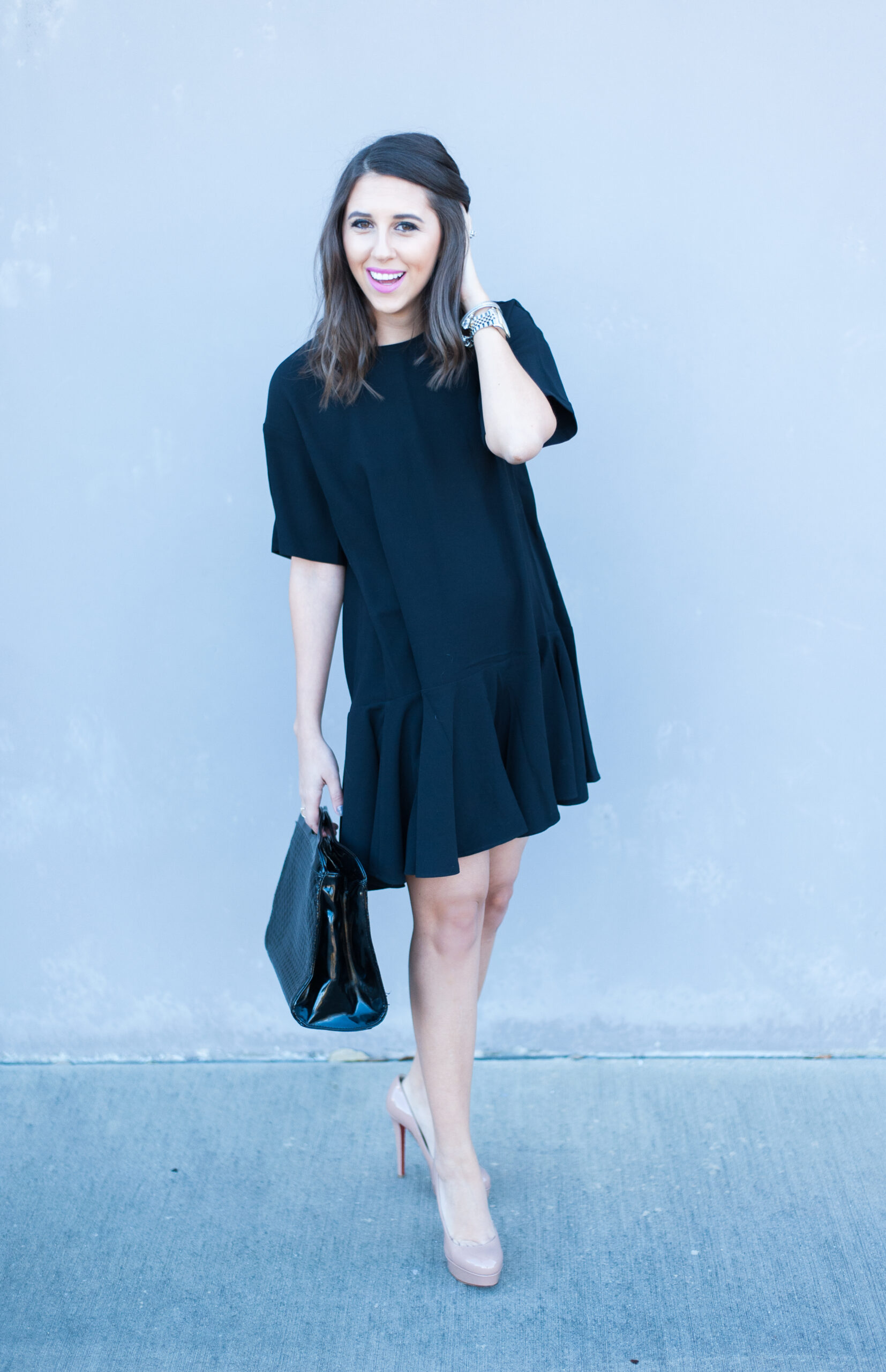 Dress Up Buttercup | Houston Fashion Blog - Dede Raad | French Connection Drop Waist Knit Dress