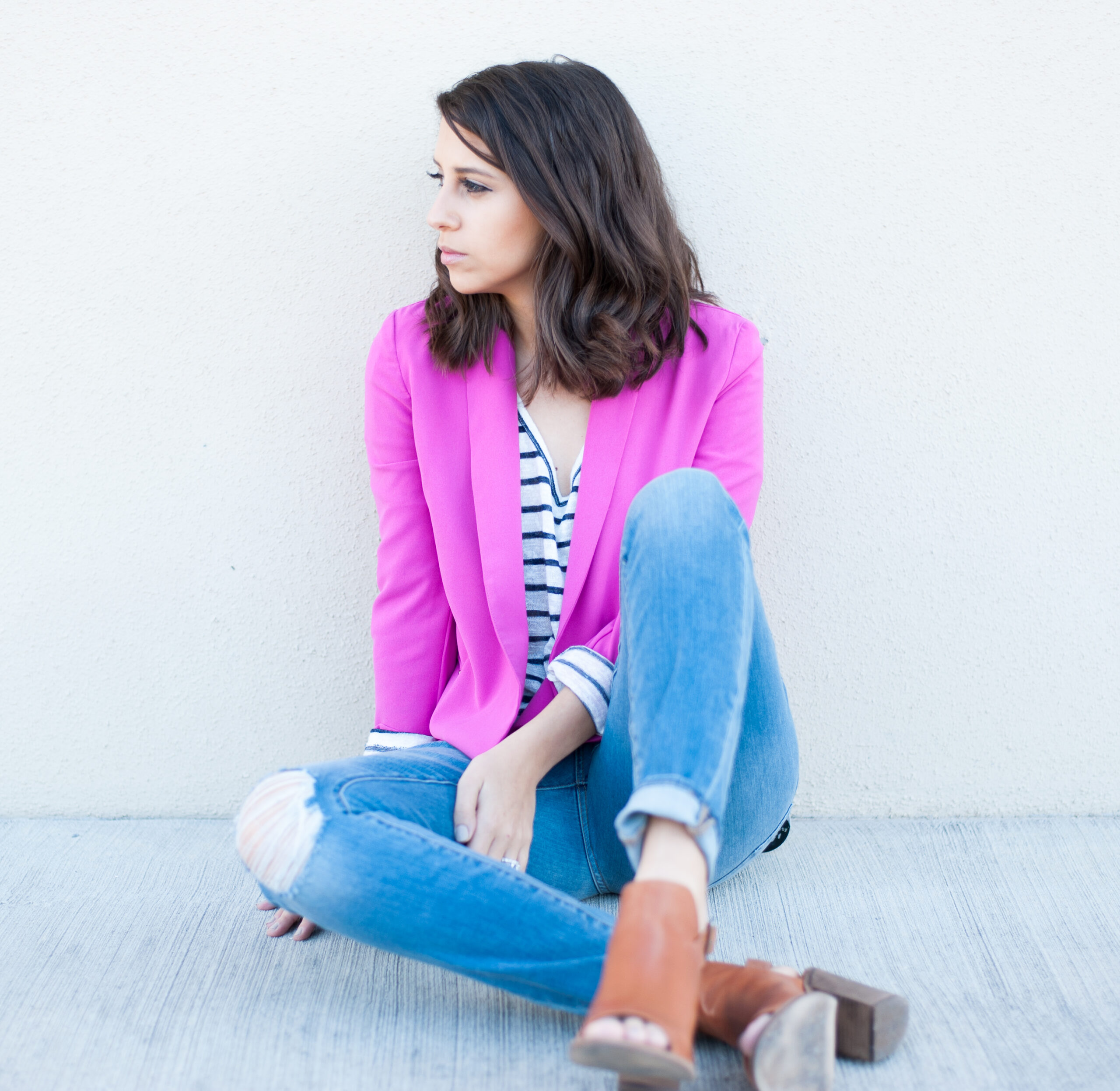 Dress Up Buttercup | Houston Fashion Blog - Dede Raad Pink Blazer Casual Look