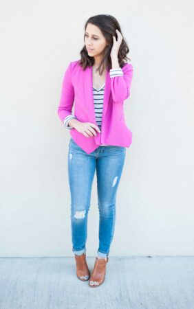 Houston Fashion Blog - Dede Raad Pink Blazer Casual Look